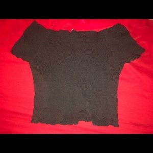 Black shoulder crop top